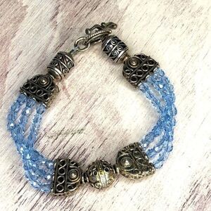 Beaded silver toned bracelet